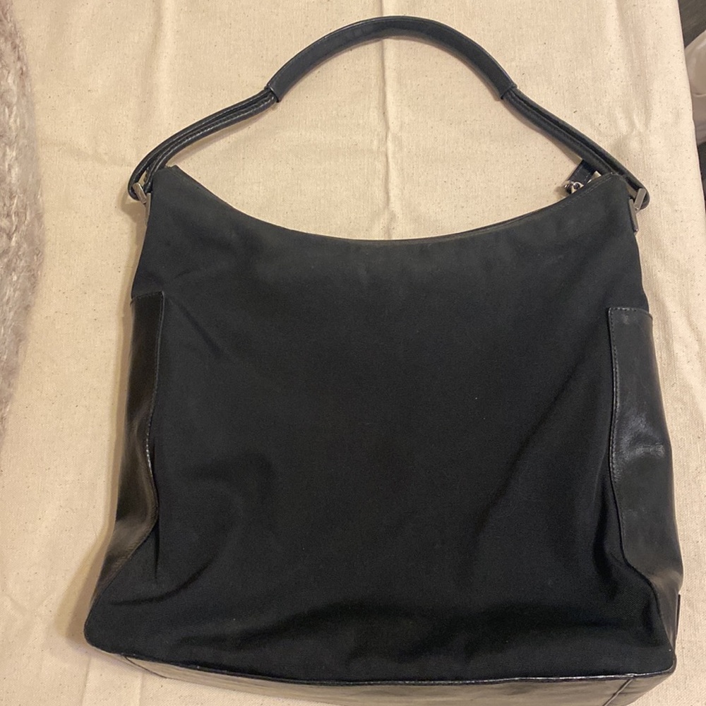 Gucci Black Leather Nylon Purse Shoulder Bag